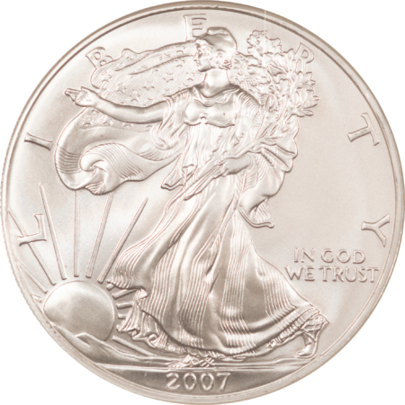 American Silver Eagles 2007 $1 AMERICAN SILVER EAGLE, 1 OZ .999 – NGC MS-70 BROWN LABEL, PERFECT!