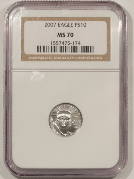 American Platinum Eagles 2007 $10 1/10 OZ AMERICAN PLATINUM EAGLE STATUE OF LIBERTY – NGC MS-70 PERFECT!