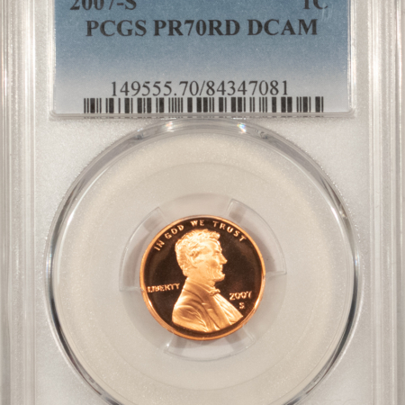 Lincoln Cents (Memorial) 2007-S PROOF LINCOLN CENT – PCGS PR-70 RD DCAM