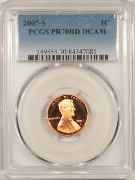 Lincoln Cents (Memorial) 2007-S PROOF LINCOLN CENT – PCGS PR-70 RD DCAM