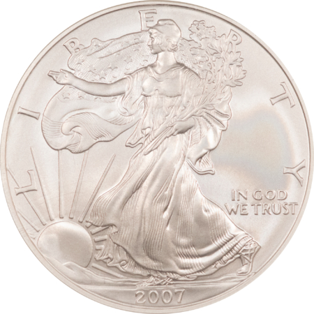 American Silver Eagles 2007-W $1 BURNISHED AMERICAN SILVER EAGLE, 1 OZ .999 – NGC MS-70 EARLY RELEASES!