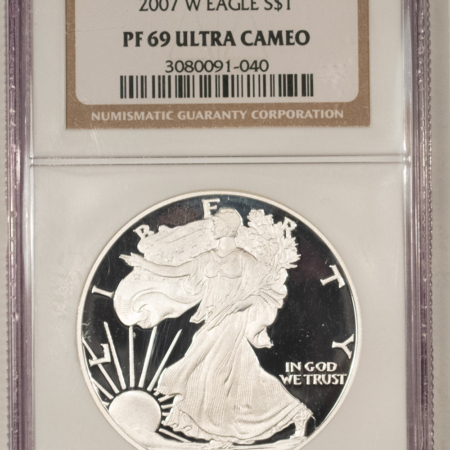 American Silver Eagles 2007-W $1 PROOF AMERICAN SILVER EAGLE, 1 OZ .999 – NGC PF-69 ULTRA CAMEO!