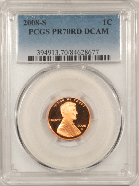 Lincoln Cents (Memorial) 2008-S PROOF LINCOLN CENT – PCGS PR-70 RD DCAM