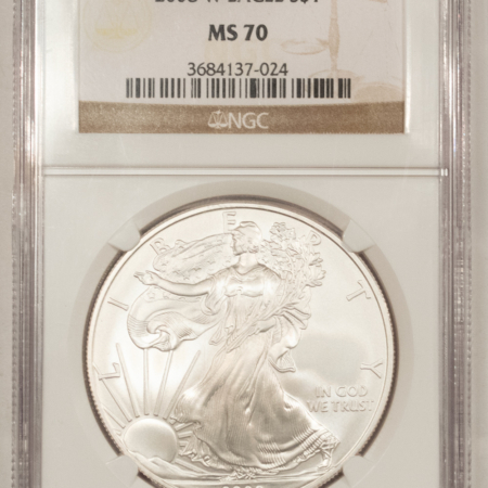 American Silver Eagles 2008-W $1 BURNISHED AMERICAN SILVER EAGLE, 1 OZ .999 – NGC MS-70