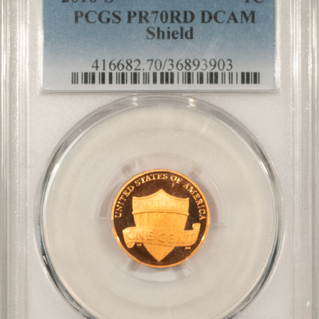 Lincoln Cents (Memorial) 2010-S PROOF SHIELD LINCOLN CENT – PCGS PR-70 RD DCAM