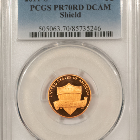 Lincoln Cents (Memorial) 2011-S PROOF SHIELD LINCOLN CENT – PCGS PR-70 RD DCAM