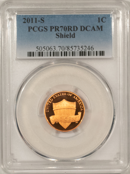 Lincoln Cents (Memorial) 2011-S PROOF SHIELD LINCOLN CENT – PCGS PR-70 RD DCAM