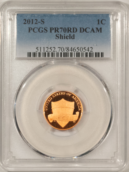 Lincoln Cents (Memorial) 2012-S PROOF SHIELD LINCOLN CENT – PCGS PR-70 RD DCAM, TOUGH!