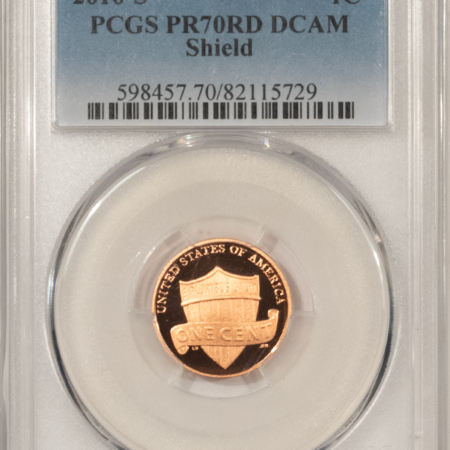 Lincoln Cents (Memorial) 2016-S PROOF SHIELD LINCOLN CENT – PCGS PR-70 RD DCAM