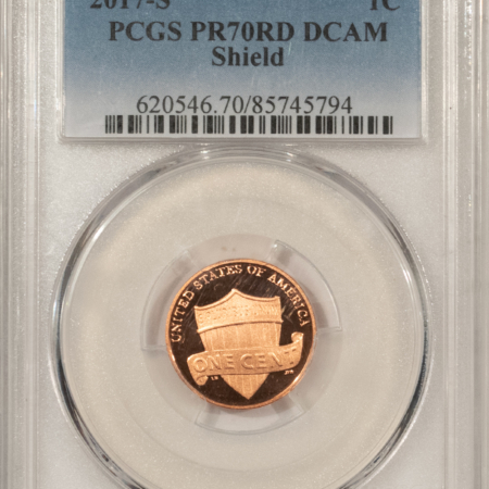 Lincoln Cents (Memorial) 2017-S PROOF SHIELD LINCOLN CENT – PCGS PR-70 RD DCAM