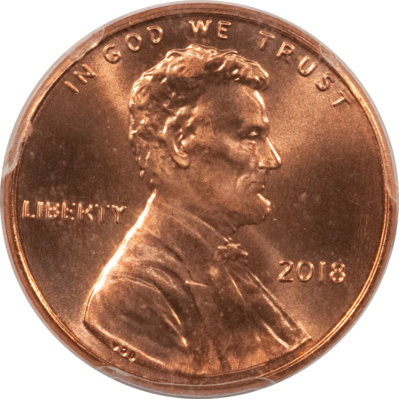 Lincoln Cents (Memorial) 2018 SHIELD LINCOLN CENT – PCGS MS-67 RD, FIRST STRIKE! FLAG LABEL!