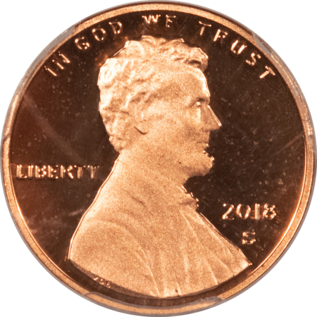 Lincoln Cents (Memorial) 2018-S PROOF SHIELD LINCOLN CENT – PCGS PR-70 RD DCAM, FIRST STRIKE, FLAG LABEL!