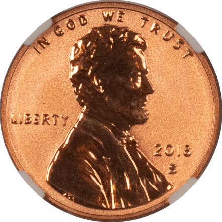 Lincoln Cents (Memorial) 2018-S PROOF SHIELD LINCOLN CENT – NGC PF-70 RD REVERSE PROOF, FROM SILVER SET!