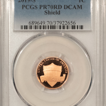 Lincoln Cents (Memorial) 2019-S PROOF SHIELD LINCOLN CENT – PCGS PR-70 RD DCAM