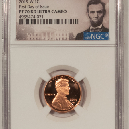Lincoln Cents (Memorial) 2019-W SHIELD LINCOLN CENT NGC PF-70 RD ULTRA CAMEO 1ST DAY OF ISSUE 1ST W MINT