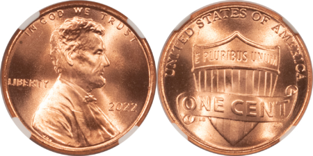 Lincoln Cents (Memorial) 2022 & 2022-D SHIELD LINCOLN CENT LOT OF 2 COINS – NGC MS-67 RD, LINCOLN LABEL