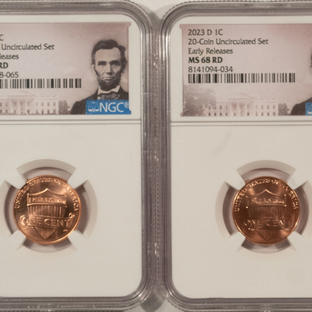 Lincoln Cents (Memorial) 2023 & 2023-D SHIELD LINCOLN CENT 2 COIN SET – NGC MS-68 RD, EARLY RELEASES!