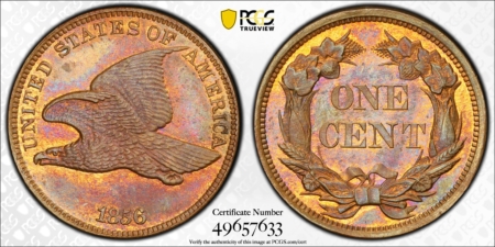 CAC Approved Coins 1856 PROOF FLYING EAGLE CENT – PCGS PR-64, CAC APPROVED! GORGEOUS, PQ & RARE!