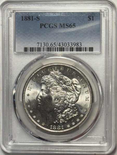 Dollars 1881-S $1 MORGAN DOLLAR – PCGS MS-65