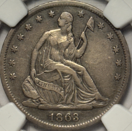 Liberty Seated Halves 1863-S SEATED LIBERTY HALF DOLLAR NGC VF-35, TOUGH!