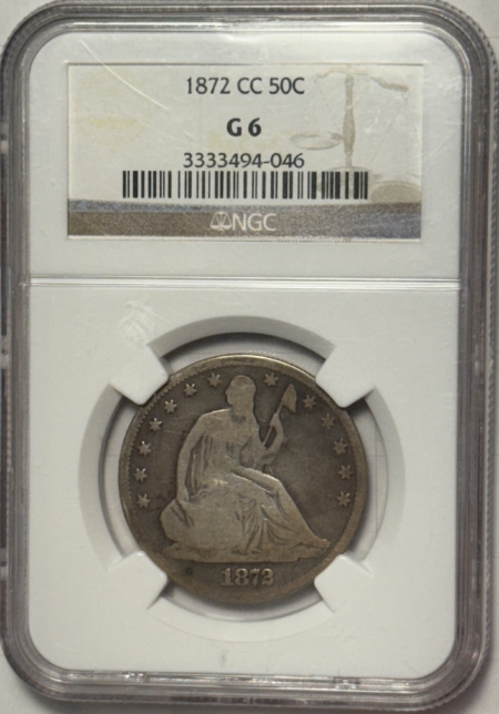Liberty Seated Halves 1872-CC SEATED LIBERTY HALF DOLLAR NGC G-6