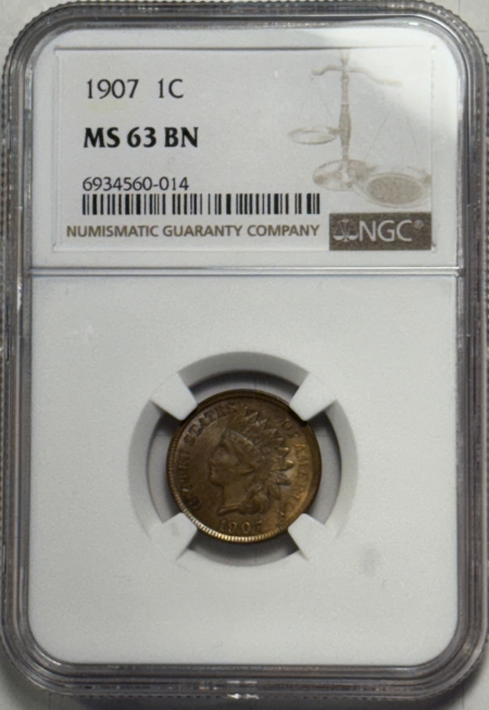 Indian 1907 INDIAN CENT – NGC MS-63 BN
