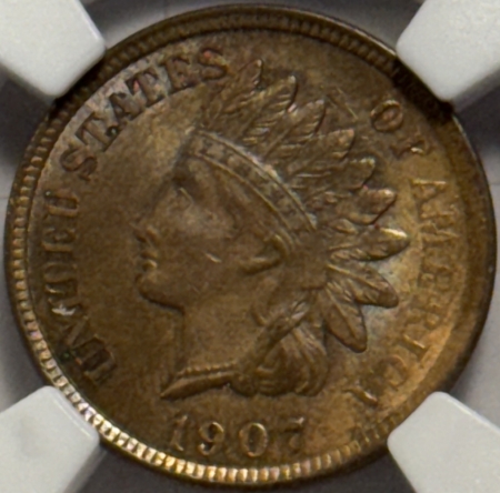 Indian 1907 INDIAN CENT – NGC MS-63 BN