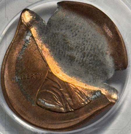 Lincoln Cents (Memorial) NO DATE LINCOLN CENT MINT ERROR – PCGS MS-64 RD, 50% INDENT & BRDSTRK
