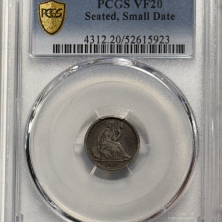 Half Dimes 1837 SEATED LIBERTY HALF DIME, SMALL DATE – PCGS VF-20, WHOLESOME & ORIGINAL!
