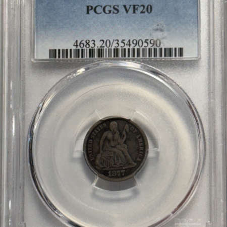 Dimes 1877-CC SEATED LIBERTY DIME – PCGS VF-20, CARSON CITY!
