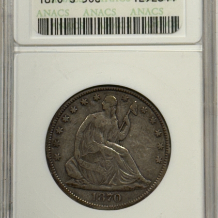Half Dollars 1870-S SEATED LIBERTY HALF DOLLAR ANACS EF-40 WHOLESOME PREMIUM QUALITY, SCARCE!