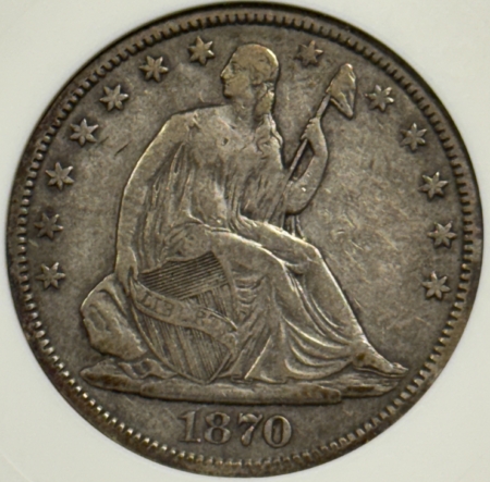 Half Dollars 1870-S SEATED LIBERTY HALF DOLLAR ANACS EF-40 WHOLESOME PREMIUM QUALITY, SCARCE!