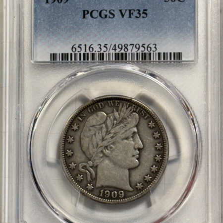 Barber Halves 1909 BARBER HALF DOLLAR – PCGS VF-35, ORIGINAL & PERFECT!