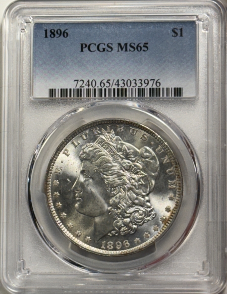 Dollars 1896 $1 MORGAN DOLLAR – PCGS MS-65, FRESH GEM! PRETTY!