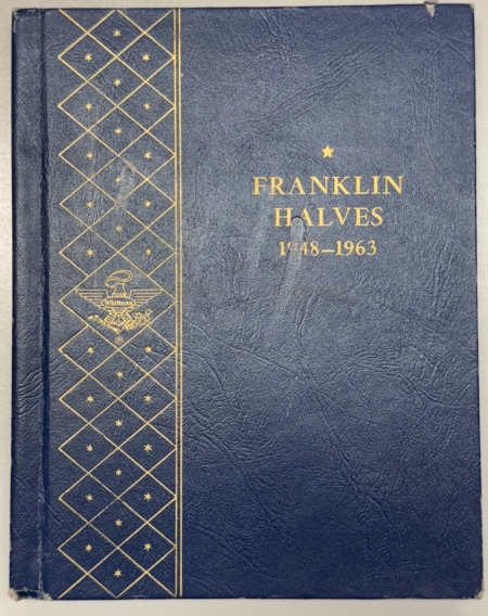 Coin Rolls 1948-1963 FRANKLIN HALF DOLLAR 35 COIN SILVER COMPLETE SET CIRC IN ALBUM W/ UNCS