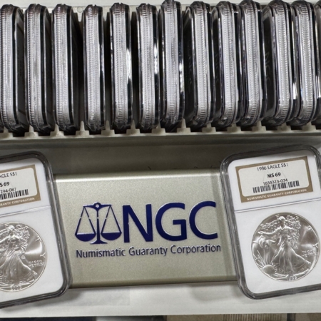 American Silver Eagles 1986-2005 20 COIN 1 OZ AMERICAN SILVER EAGLE SET – NGC MS-69, W/ BOX, MATCHED
