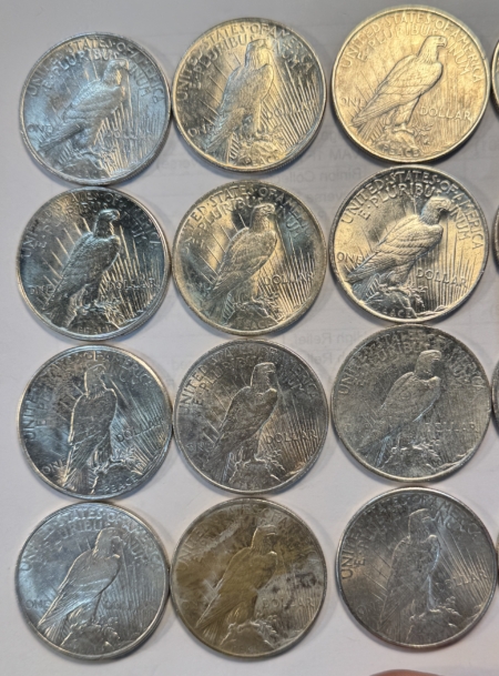 Dollars 1922-1925 $1 PEACE DOLLAR, MIXED ROLL OF 20 COINS IN TUBE, AU-CU