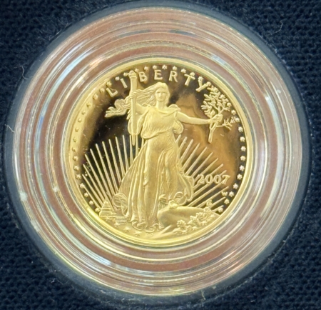 American Gold Eagles, Buffaloes, & Liberty Series 2007-W $5 PROOF 1/10 OZ AMERICAN GOLD EAGLE – GEM PROOF W/ ORIGINAL BOX & COA