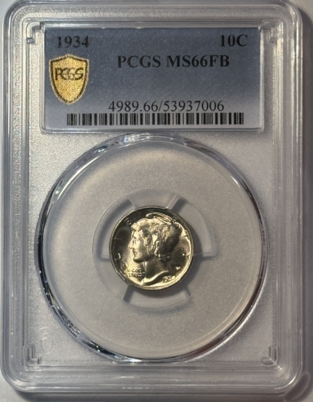 Dimes 1934 MERCURY DIME – PCGS MS-66 FB, BLAZER!