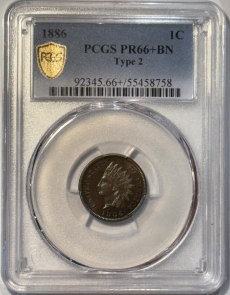 Indian 1886 PROOF INDIAN CENT, TYPE 2 – PCGS PR-66+ BN