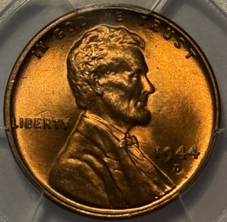 Lincoln Cents (Wheat) 1944-D LINCOLN CENT – PCGS MS-67 RD, PREMIUM QUALITY!