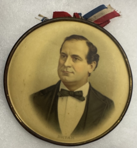 New Store Items 1900 MCKINLEY-BRYAN PAIR 3 1/2″ HANGING CELLULOID BADGES-FULL COLOR & SCARCE!