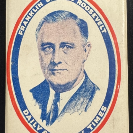 New Store Items ca. 1936 FRANKLIN D. ROOSEVELT “DAILY & SUNDAY TIMES” 2″ x 3″ POCKET MIRROR-MINT