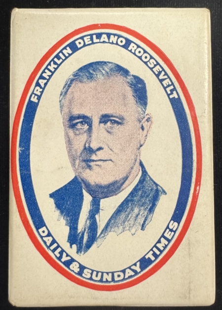 New Store Items ca. 1936 FRANKLIN D. ROOSEVELT “DAILY & SUNDAY TIMES” 2″ x 3″ POCKET MIRROR-MINT