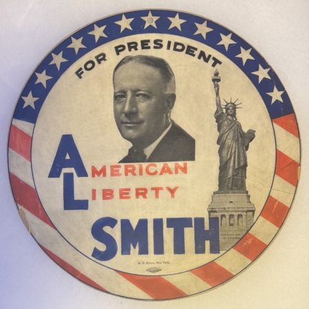 New Store Items 1928 AL SMITH 9 1/2″ AMERICAN LIBERTY CARDBOARD WINDOW HANGER-GRAPHIC & SCARCE!