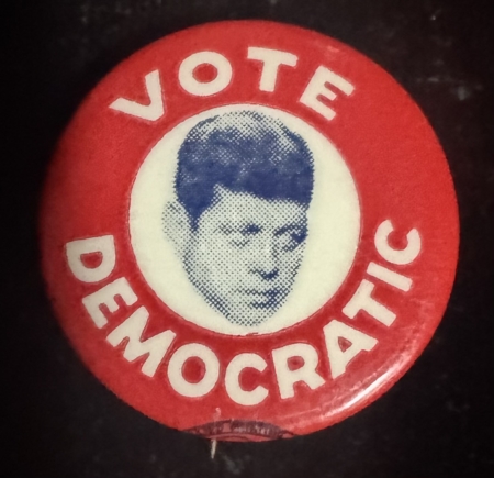 New Store Items 1960 JOHN F KENNEDY “VOTE DEMOCRATIC” 7/8″ CELLULOID CAMPAIGN BUTTON-MINT!