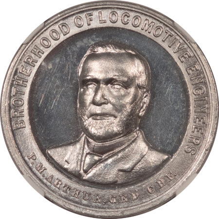 Exonumia UNDATED O.C. HANSEN MFG CO RAILROAD GAUNTLET ALUMINUM MEDAL, 38+mm-NGC MS-64 DPL