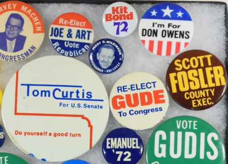 Miscellaneous 1960-1980 CAMPAIGN BUTTONS, 27 PCS MISC LOCALS, SENATE, GOVERNOR, ETC.-NEAR MINT