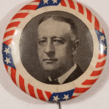 New Store Items 1928 AL SMITH 1 1/4″ CELLO BUTTON STARS/STRIPES BORDER – NEAR MINT+