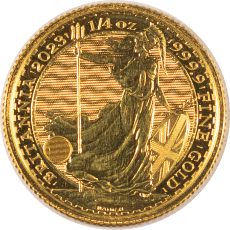 Bullion 2023 25 POUNDS 1/4 OZ .9999 GOLD GREAT BRITAIN CHARLES BRITANNIA – GEM BU